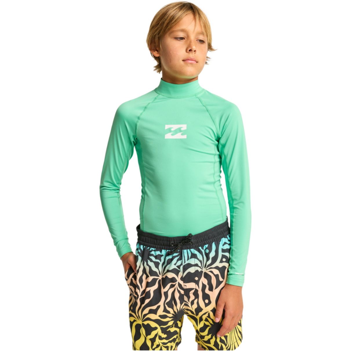 2026 Billabong Junior Waves All Day Long Sleeve Lycra-vest EBBWR00100 - Acid Green